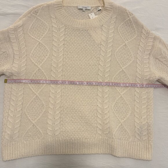 NWT Vince Cable Knit Sweater Ivory Merino Wool-Blend (Size M) - Picture 9 of 12